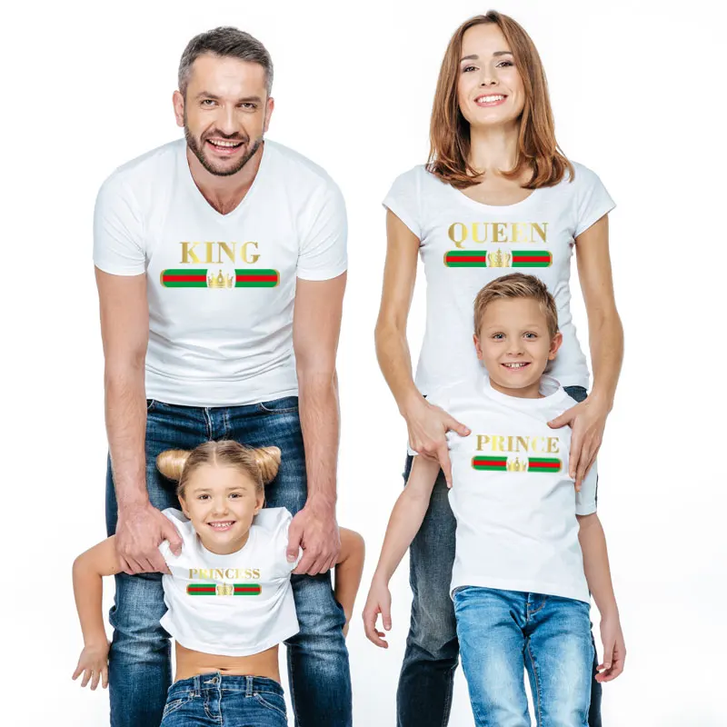 

family look matching outfits king queen princess t shirt clothes for father mother daughter son mommy and me baby dress sisters