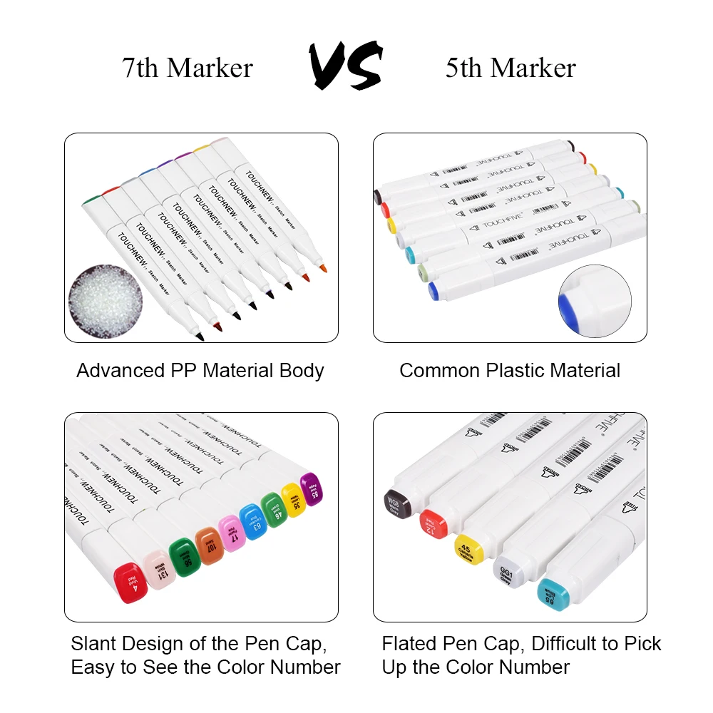 TOUCHNEW Двойные наконечники эскиз маркеры для рисования 40/60/80/168 Цвет маркеры 7th на спиртовой основе аниме товары для рукоделия с 6 подарки