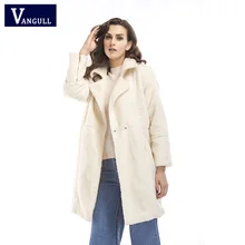 Женское кашемировое пальто из искусственной овчины, Женская Элегантная Модная длинная куртка из искусственного меха, осенне-зимняя верхняя одежда, casaco feminino VANGULL