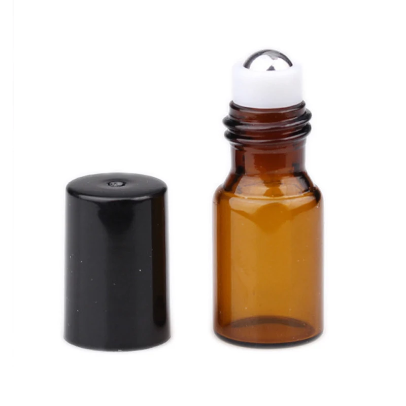 

10Pcs/lot 3ml/5ml Amber Roll On Glass Bottles Roller Ball for Perfume Essential Oil Vials Mini Roller Bottle
