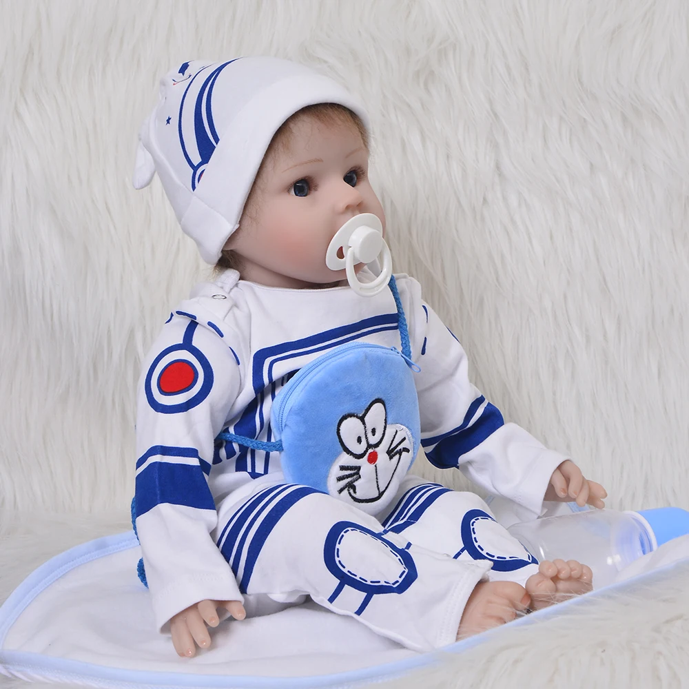 Очень милый 55 см Reborn Girl Мягкий силиконовый пупсик улыбка девочка 22 ''милый