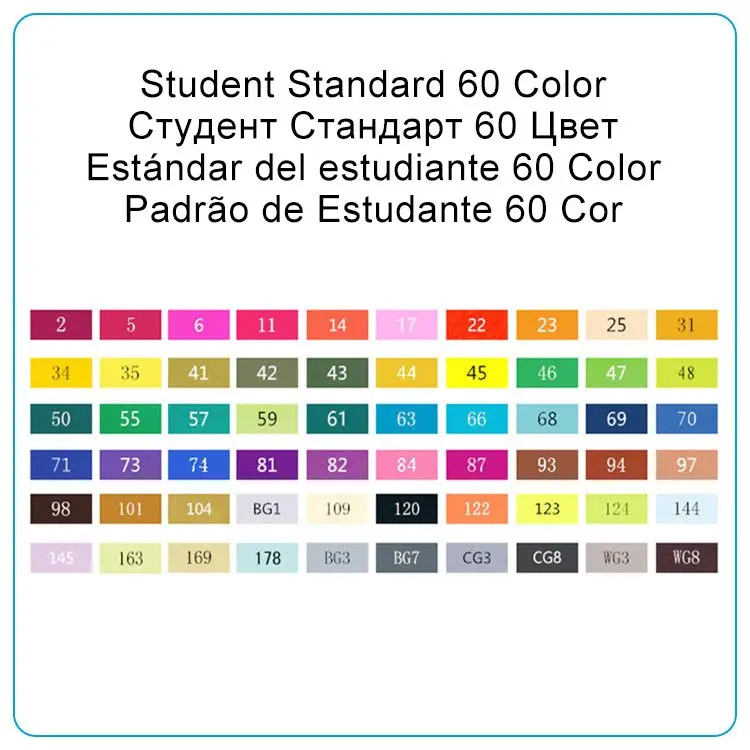 TOUCHNEW 12/30/40/60/80/168 и 20 цветов на выбор, набор цветных художественных маркеров с профессиональным качеством чернил на спиртовой основе и двойным наконечником для рисования аниме, манги, скетчей - Цвет: 60 Students set