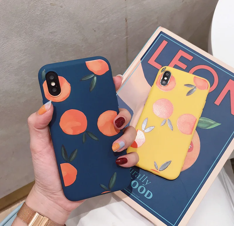 

For Korean style fresh orange apple iPhone 11 pro max 8plus/7 mobile phone shell iPhoneX all-inclusive soft silicone 6splus anti-fall