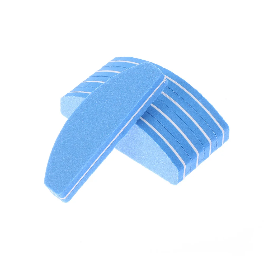 1/5Pcs Half Moon Nail File 100/180 Sponge Mini Nail Buffer Block Files For UV Gel Polish Colorful Manicure Sanding Nail Art Tool - Color: 5pcs blue