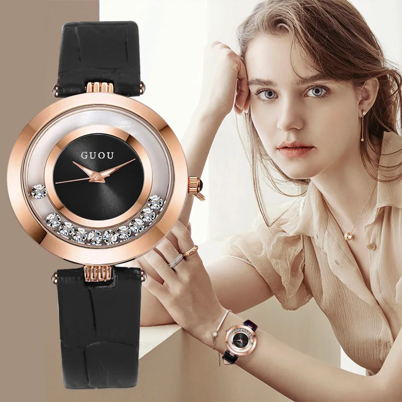 Hot Sale Ladies Watch GUOU Montre Femme Luxury Women's Watches Rhinestone Watch Bracelet Genuine