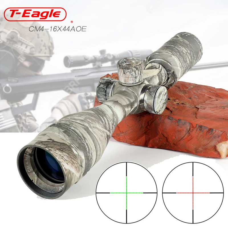 Охота оптический прицел T-Eagle CM4-16x44AOE тактический прицел AirRifle снайперская винтовка с оптическим прицелом оптический прицел камуфляж HD R/G охотничьи прицелы калиматорный прицел прицел оптический коллиматорны