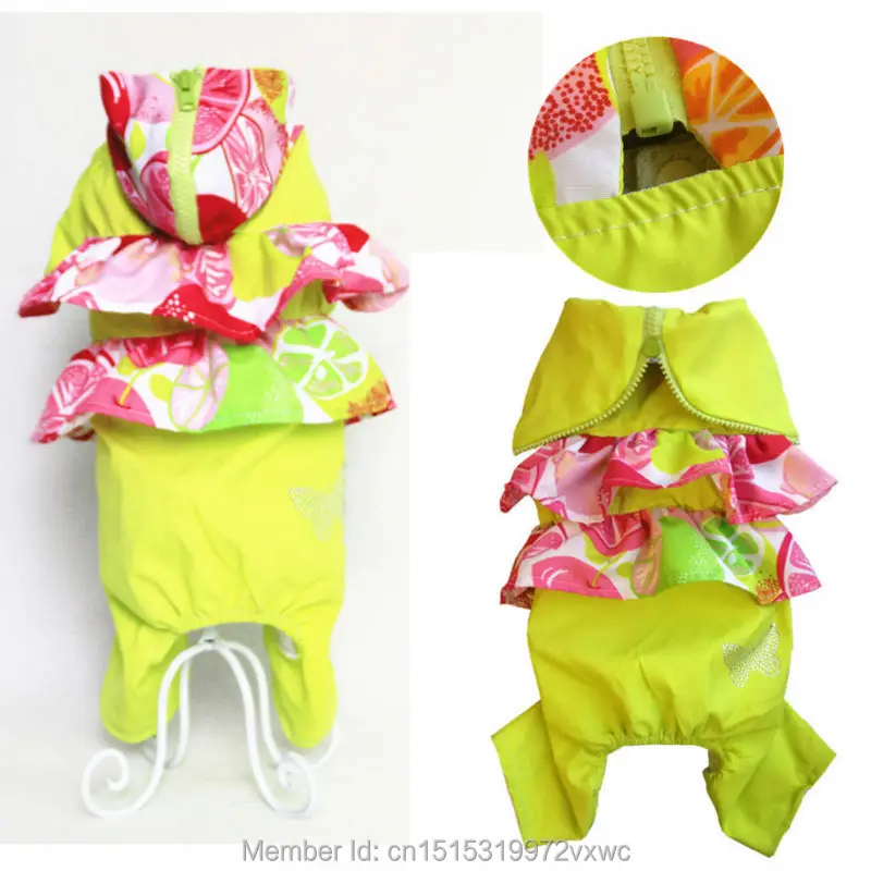 Green Dog Raincoat Jumper Dog Jumpsuit  Pet Clothe...