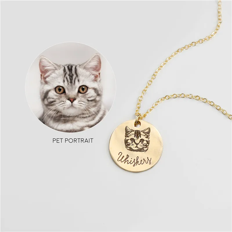 

Pet Custom Pendant Necklaces Stainless Steel Personalized Necklace Nameplate Photo Engraved ID Jewelry Lovers Best Gifts