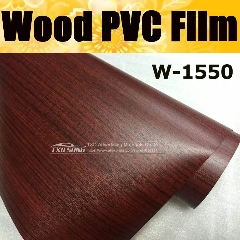 Top quality W1550 Wood Vinyl Sticker Waterproof Wood Grain Textured PVC