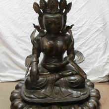 Xd 001850 2" Тибет старый бронзовый позолоченный свинка винтаж пагода Будда hat Цветок Лотоса Гуань инь