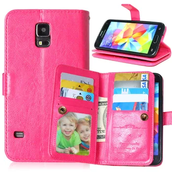 

Coque Fundas 9 Card Holders Case For Samsung Galaxy S5 i9600 Cover PU Leather Flip Stand Multi-function Wallet Mobile phone Bags