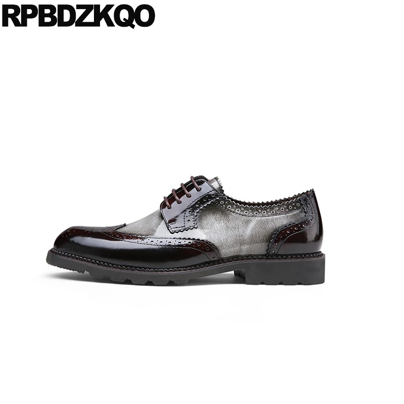 Gris Italia Baile Primavera Otoño Vestido Marca Patente Europeo Y Cuero Wingtip Brogue Zapatos De rojo Clásico Hombres Fiesta Italiano Oxfords wxUSTgqF