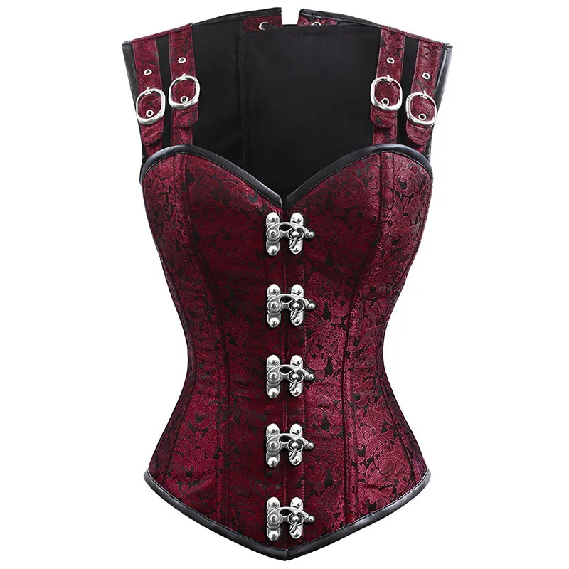 Steampunk-Corset-Top-Shapewear-Bodysuit-12-Steel-Bone-Double-Buckle-Straps-Lace-Up-Corset-Waist-Cincher (1)