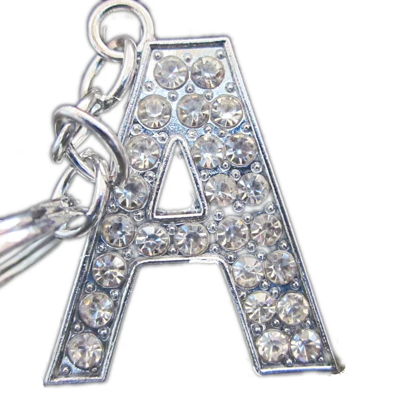 

Fashion New Crystal Rhinestone Alphabet Keyring Initial Letter Key Ring Chain Unisex Keychain 26 Letters