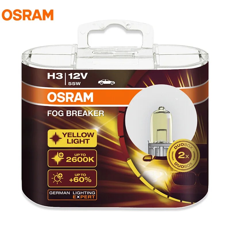 OSRAM H3 12 В 55 Вт 2600K 62151FBR Pk22s противотуманная фара ксеноновая супер желтая противотуманная фара автомобильный светильник 200% больше желтых ламп пара