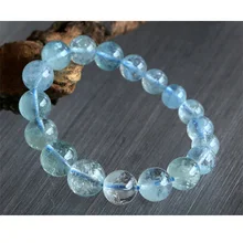 Натуральный синий Берил Аквамарин стрейч браслеты, круглые бусины 9-13 мм 02764