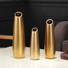 Простая керамическая косой рот ваза украшение для дома золотые Серебристые керамические ваза украшение гостиной Декорированная ваза для свадебного декора