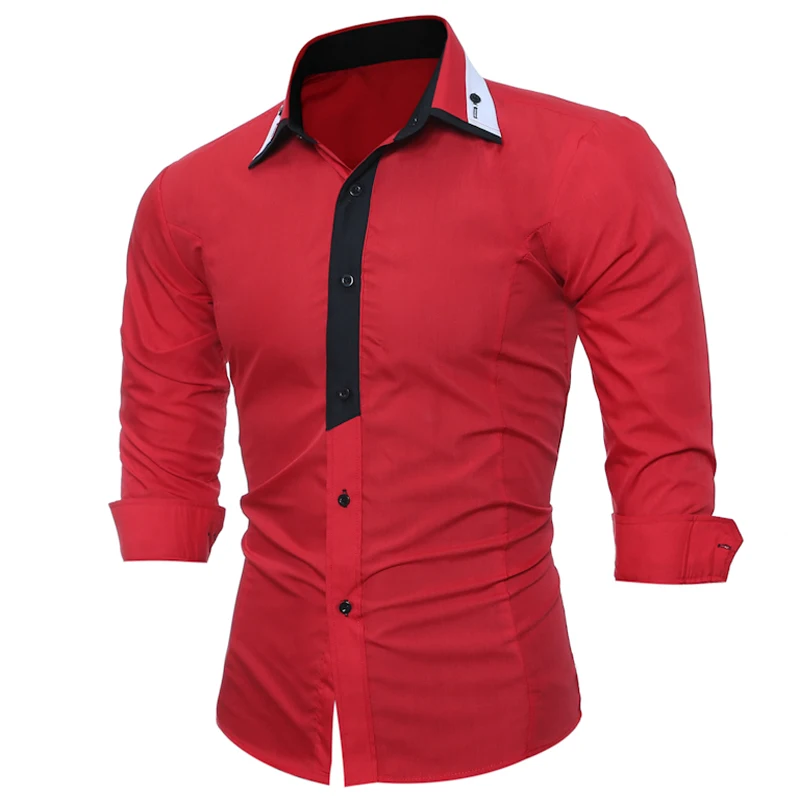 Бренд, модная мужская рубашка с длинным рукавом, топы, классические, смешанные цвета, облегающие мужские рубашки, облегающие мужские рубашки 3XL