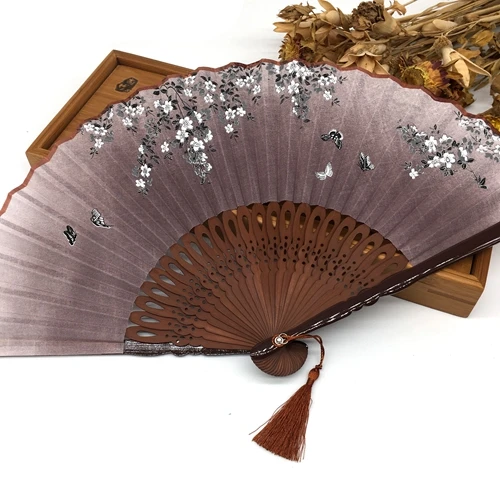 1 шт. Льняные китайские цветы бамбуковые складные веерные подарочные сумки Свадебные сувениры и подарочные украшения для вечеринки товары для рукоделия - Цвет: 1