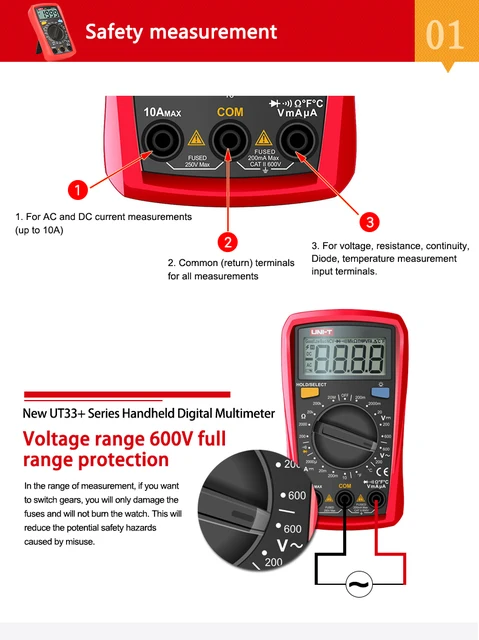UNI-T UT33D+ Dijital Multimetre 600V 10A