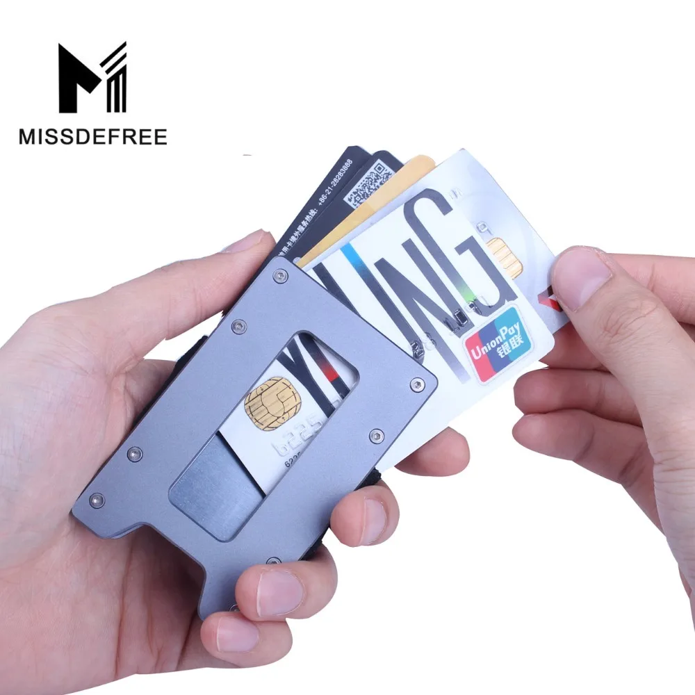 Minimalist Aluminum Slim Wallet for Men & Women Carbon Fiber Front Pocket Key Coin Case & Credit Card Holder RFID Blocking