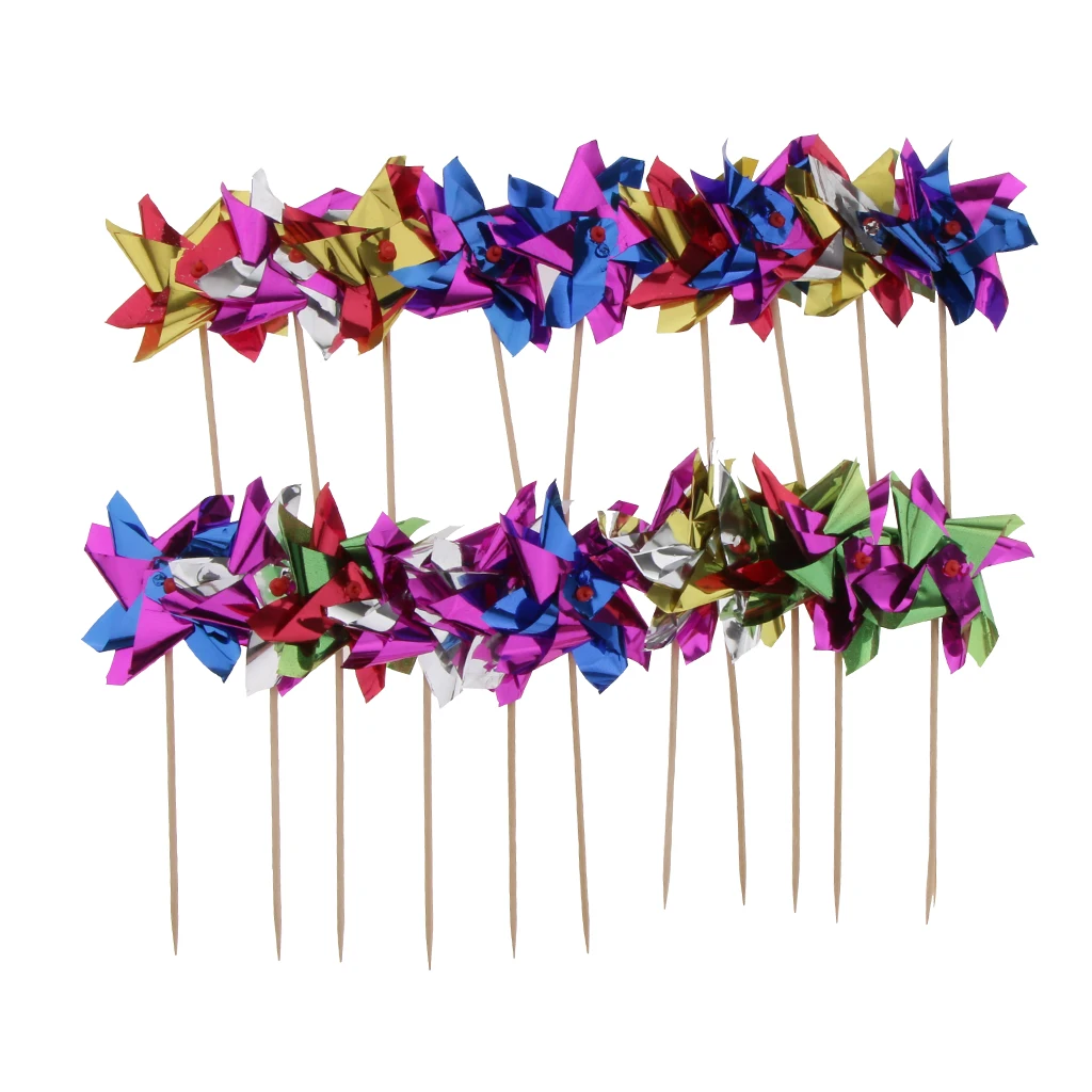 50 X Foil Windmill Fruit Sticks Cocktail Picks Sandwich Toothpicks Decor