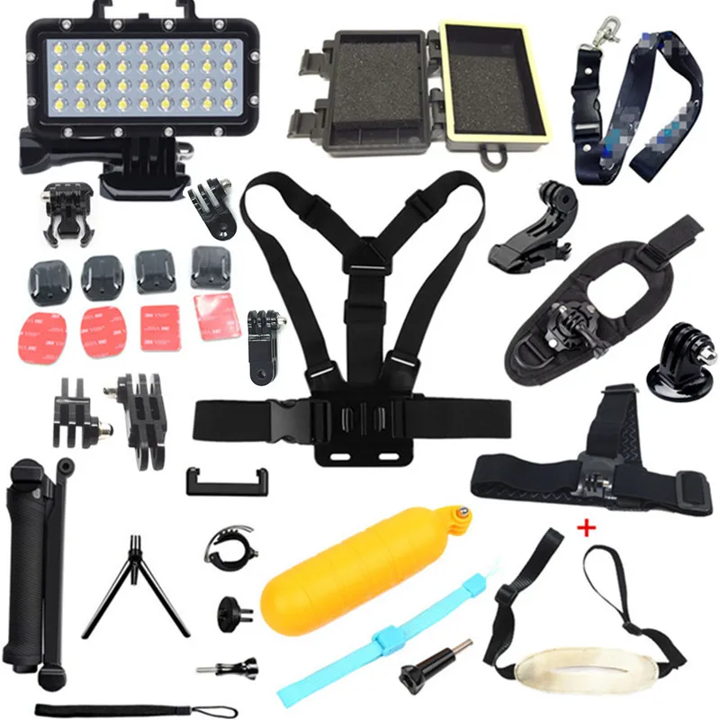 

2019New Accessories set For Gopro Hero7 6 5 4 LED Beads Diving Lamp+3Way Adjust Arm With Handheld Monopod Tripod For sj xiaomiyi
