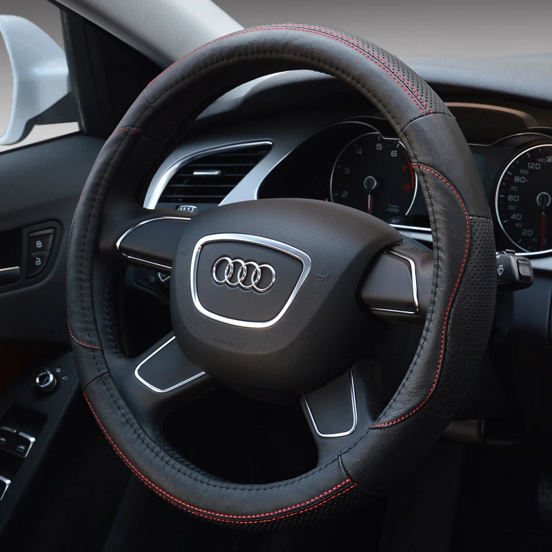 

KKYSYELVA The first layer of leather four seasons universal round steering wheel cover