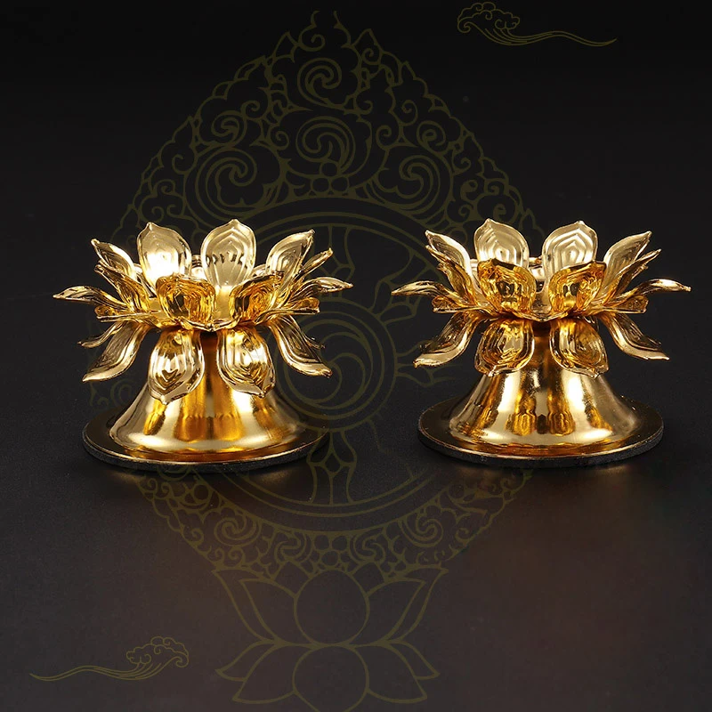 

High Grade Lotus Alloy Candle Holder, Matching Tealight Candle, 1 Piece Per Set, Size 5.5x5.0cm, Daily Use Or Buddha - Worship