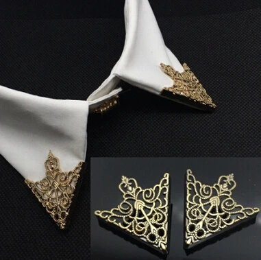 

2015 Fashion alloy golden plated Hollow pattern collar angle Palace retro shirts brooch pin collar Jewelry wholesale 2 color