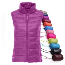 90% white duck down women vest winter Ultra Light Duck Down Vest sleeveless Jacket waistcoat autumn red black vest AKITSUMA