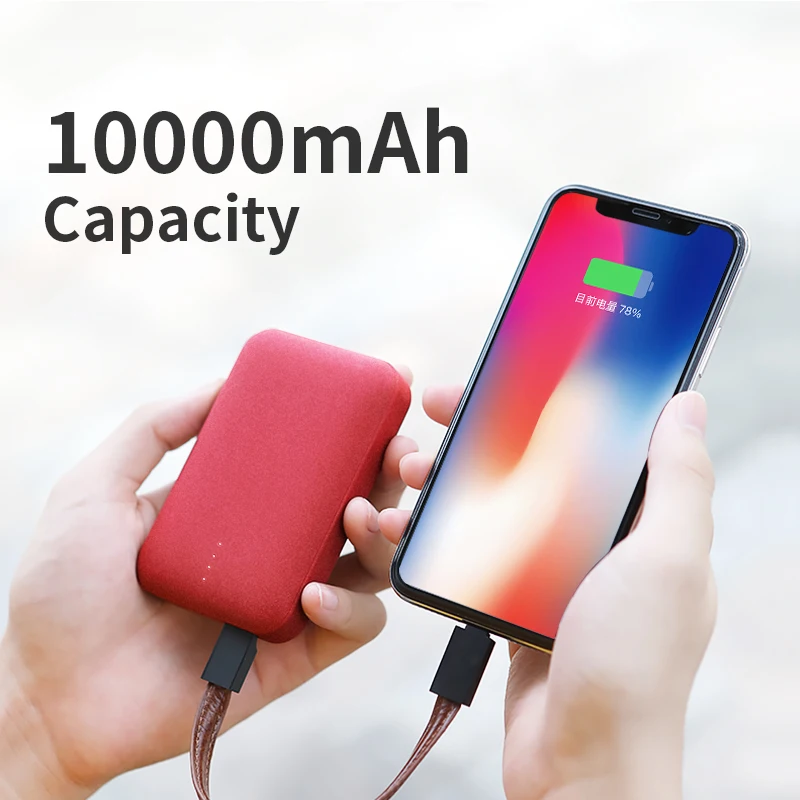ROCK Mini Power Bank 10000mAh External Battery Charger Portable Charger Dual USB Powerbank for iphone X Samsung Xiaomi