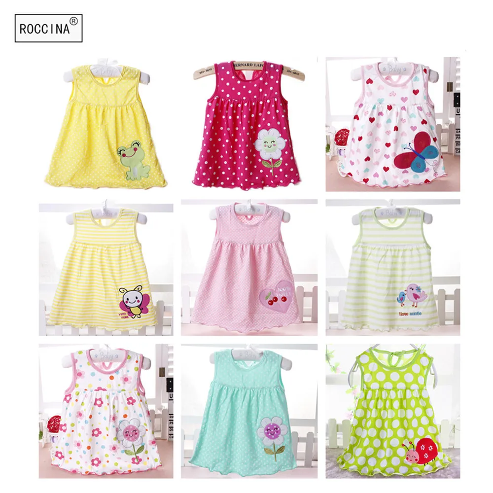 ﻿Buy Lovely Baby Girl Dress Flower Baby Clothes Sleeveless Cotton Baby Dress Toddler Infant