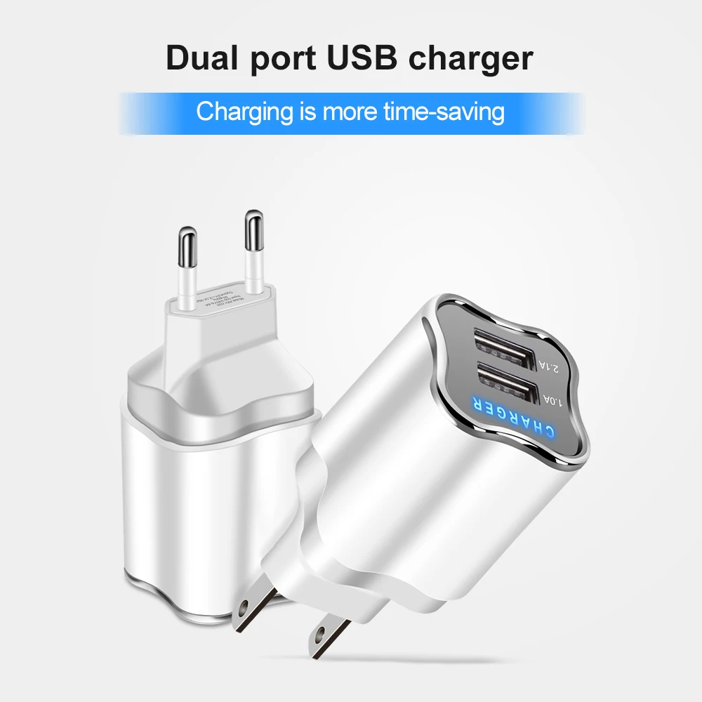 EU/US Dual USB зарядное устройство для Iphone samsung 2 порта зарядное устройство для телефона Xiaomi huawei 5 В/2.1A дорожное настенное зарядное устройство s Быстрая зарядка