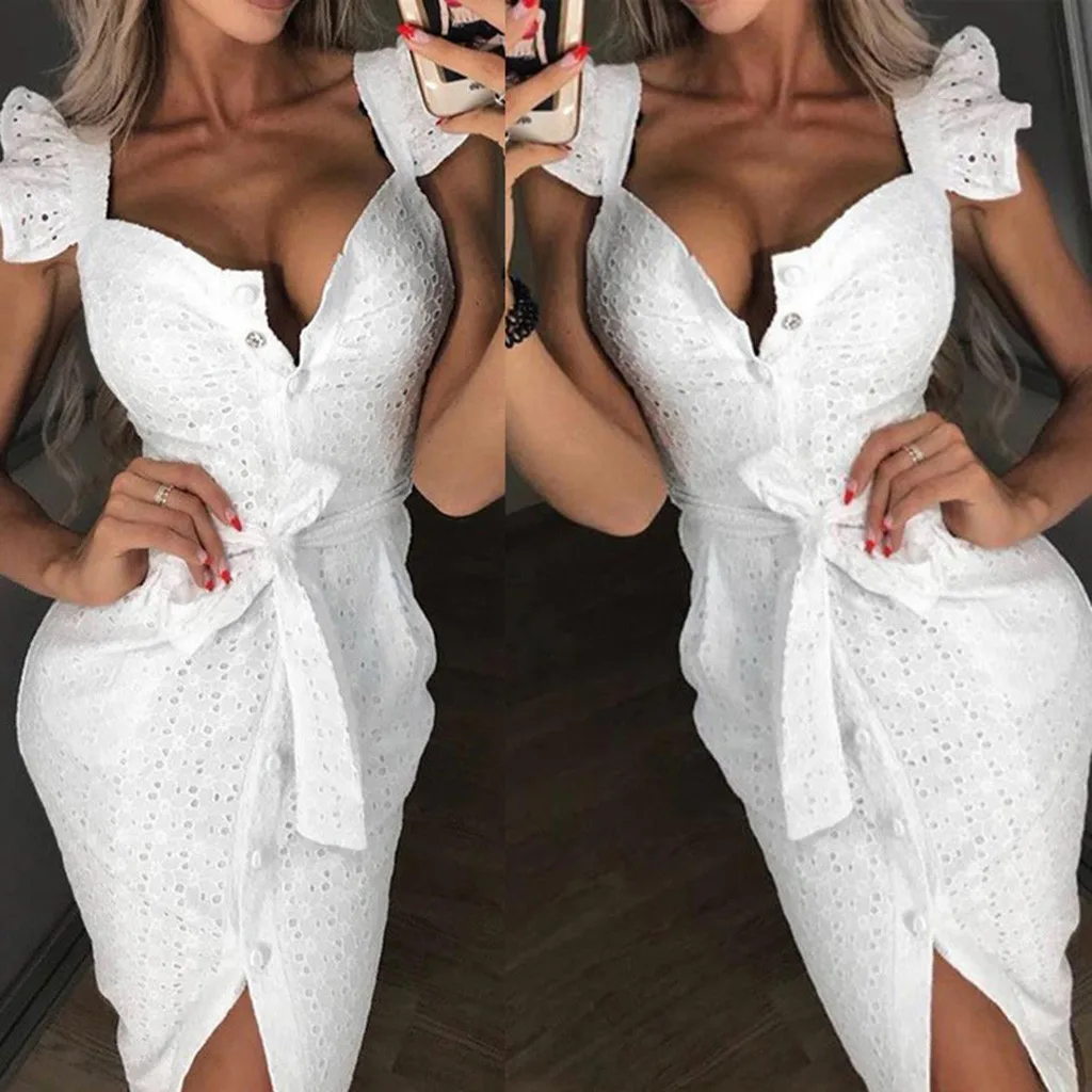 Женское белое кружевное платье vestido мини Повседневное женское модное с вышивкой