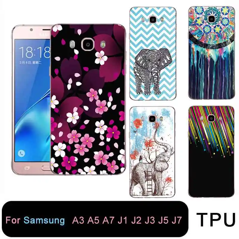 

QMSWEI Soft Tpu Clear Phone Case For Samsung Galaxy A3 A5 2016 2017 prime J1 J2 J3 J5 J7 Silicone Painted Elephant Free shipping