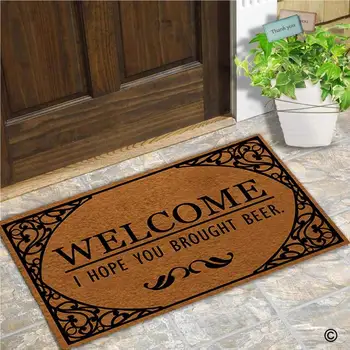 

Doormat Funny Entrance Mat Welcome I Hope You Brought Beer Indoor Decorative Doormat Floor MatTop