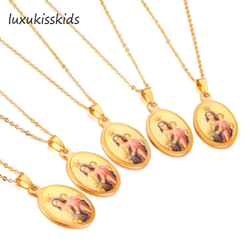 

LUXUKISSKIDS Wholesale Blessed Virgin Mary Necklaces Pendants-107701G,5pcs/lot