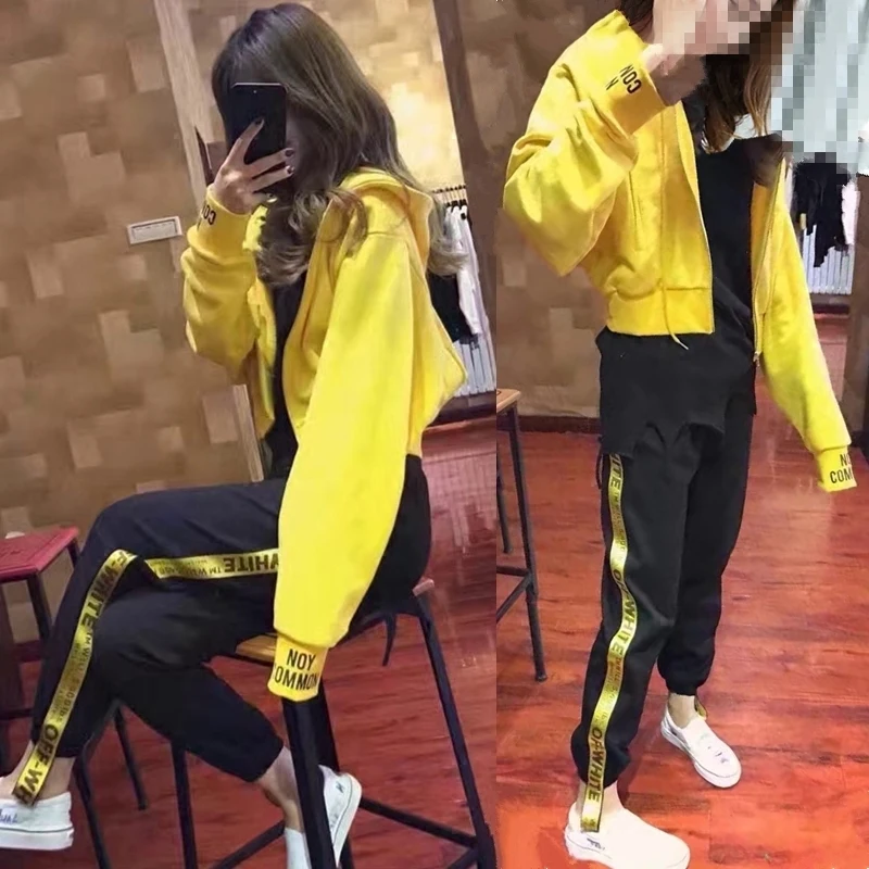 

Spring and autumn new Fashion 2019 women suit women's tracksuits casual set with a hood fleece sweatshirt two pieces set