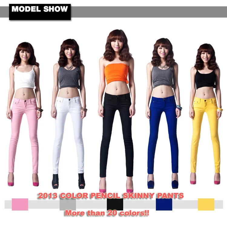 2016 Best Sales Women's Sexy Candy Solid Pencil Pants Slim Skinny