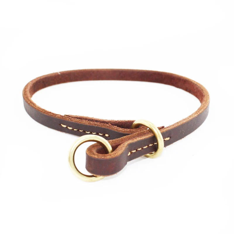 PETCARE Silent Leather Choke Collar with Brass Hardware for Effective