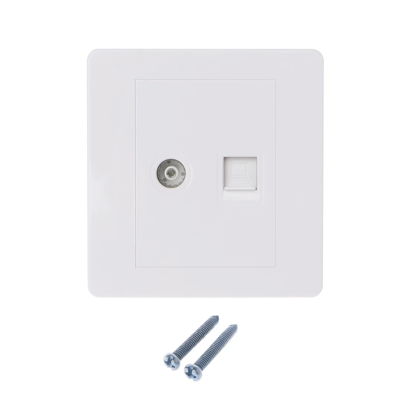 

RJ45 Network Adapter+TV Antenna Coaxial Wall Mount Output Faceplate Panel Socket #Aug.26