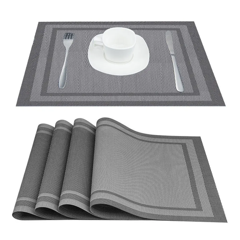  4 Pcs/lot Placemat PVC Dining Table Mat Disc Bowl Pad Cup Coasters Waterproof Table Cloth Pad Slip-
