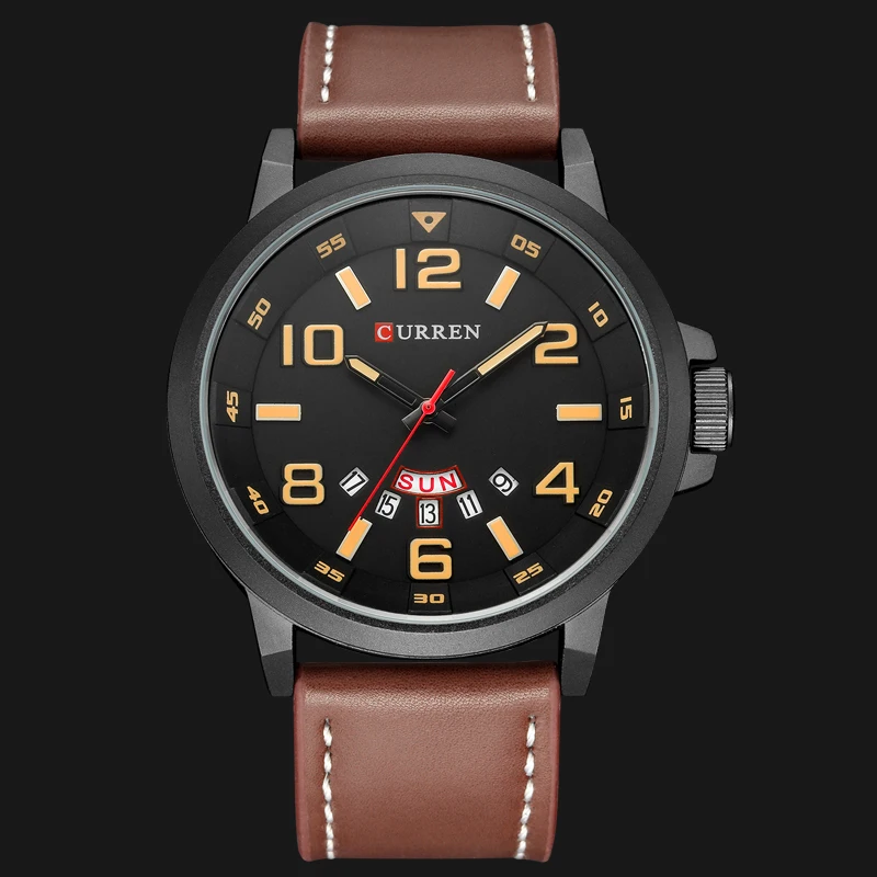 Top Brand Luxury CURREN Men Sports Watches Men's Army Military Leather Quartz Watch Male Waterproof