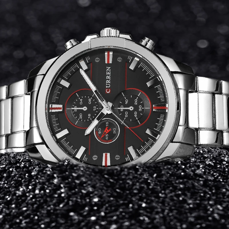  CURREN Classic Stainless Steel Strap Watches Men Military Analog Quartz Wristwatch For Mens Clock C