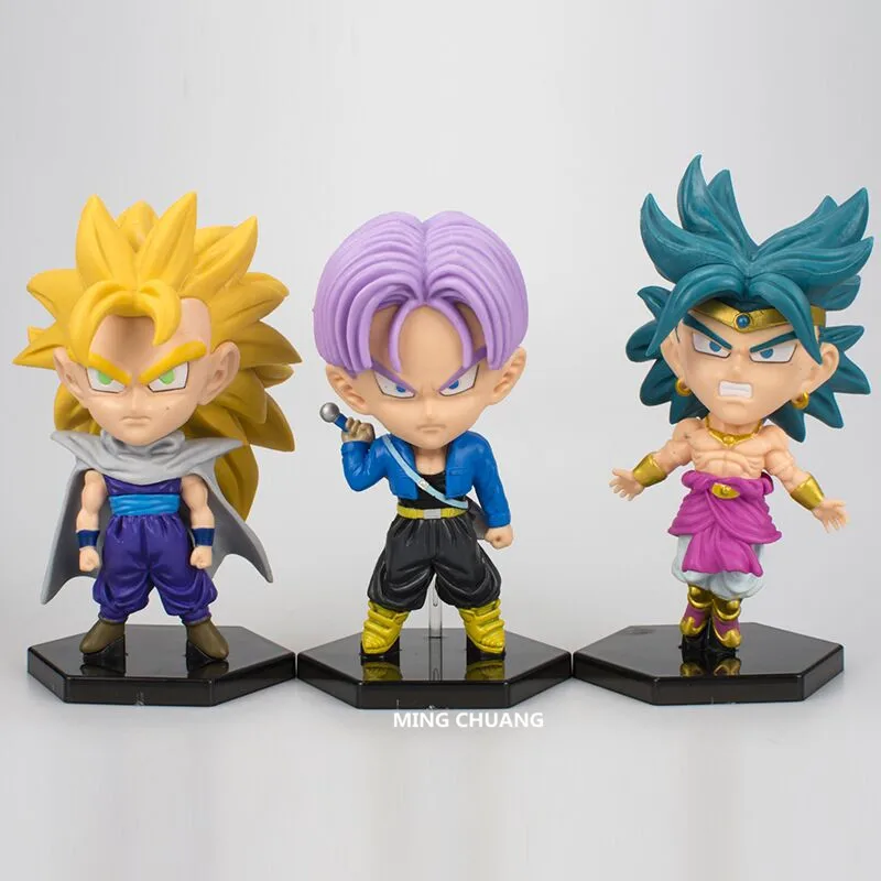 6 шт./компл. Dragon Ball Z Super Saiyan Q Version Son Goku плавки Krillin Vegeta Broli ПВХ Фигурка Игрушка OPP