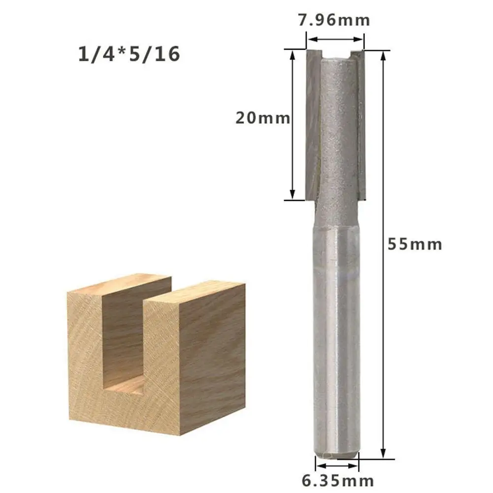 1 шт. 1/" хвостовик 2 флейты прямые бит Деревообрабатывающие инструменты фрезы Карбид Один и двойной край резак 11 размеров - Длина режущей кромки: As picture