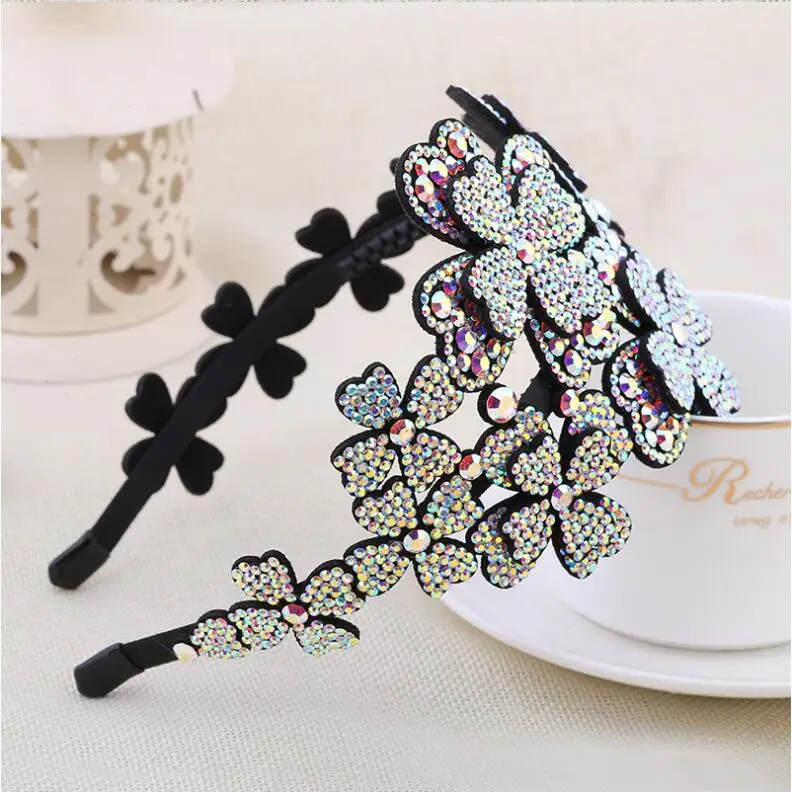 Роскошный Полный Rhinestone Женщины Hairbands Цветочный Кристалл повязки женские аксессуары для волос заколки голову обруч - Цвет: color E