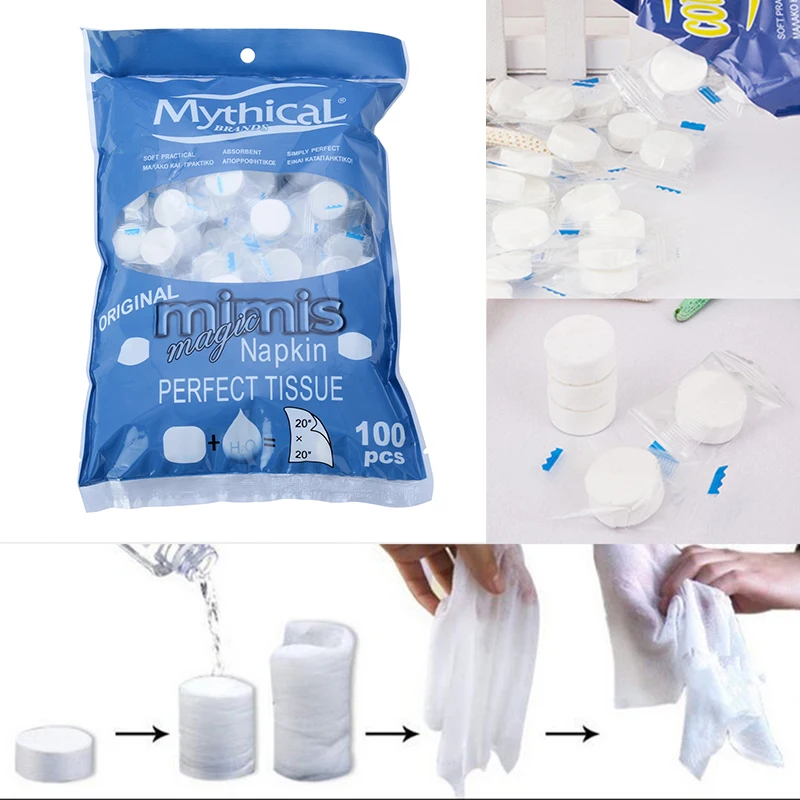 100pcs Disposable Compressed Towel Magic Mini Portable Face Care Cotton
