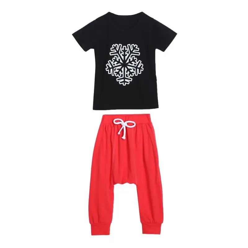 

Toddler Kids Boys Snow Flower Print Tops T-shirt Harem Pants Outfit